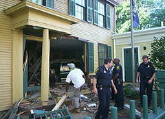 Historic House destruction after being hit by car.